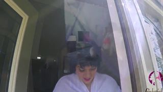 Gaberiella Lustful skin jerks off shaved cunt