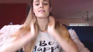 Audryhempburn busty brunette girlfriend caresses her pussy in the workplace