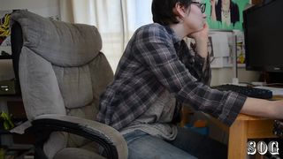 bettie bondage black-haired lady caresses boobs