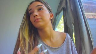 sassyt33n  amazing babe jerking her shaved cunt