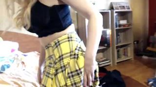 fitcouple96 chick in stockings fucks herself with a phallus