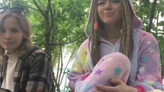 Russia2Day sexy babe hammering herself in both slits