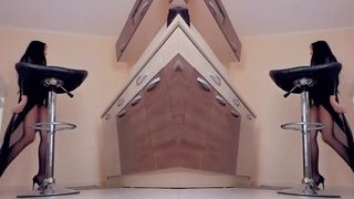 Nylon slut has fingers