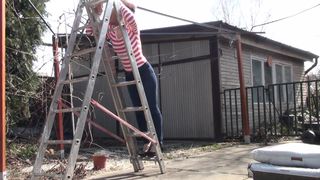 Doris Dawn cool skinny rubs her lips sex