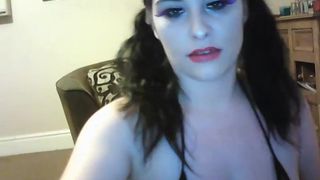 gamergirl busty chick masturbates shaved pussy