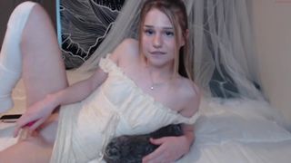 strawberry141 busty bitch jerks pussy with phallus