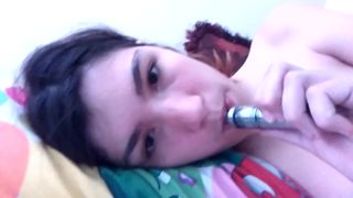 annabelle bestia lustful slut fucks her pussy with a phallus