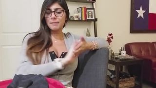 Mia Khalifa busty babe massages pussy