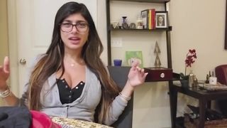 Mia Khalifa busty babe massages pussy