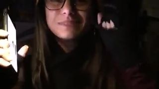 Mia Khalifa cute bitch fucks pussy with phallus