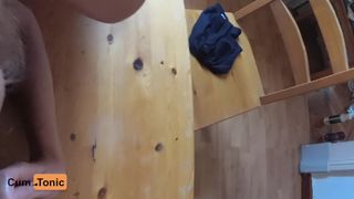 Cumtonic ardent slut licks dildo