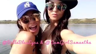 bellableu busty hottie caresses shaved pussy