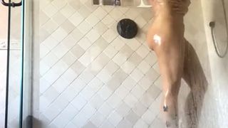 Romi Rain  in stockings teased pussy lying on her back