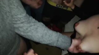 Sexwife First Gangbang  blonde chick masturbates pussy