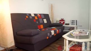 MySweetApple busty naughty babe caresses shaved pussy