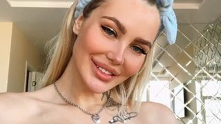 Milana maid saddled dildo