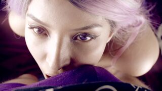 abdoll manyvids onlyfans busty naughty babe caresses shaved pussy