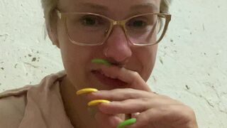 angelwicky manyvids onlyfans painted chick sucks dildo