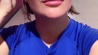 olyriaroy onlyfans pissing a little leaning on the back of the chair