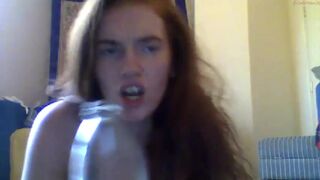 gingertwins elegant slut caresses shaved pussy