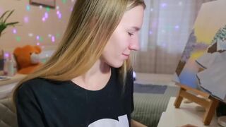 your_lucky curve with a hanging chest caresses the vagina