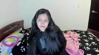 sexcist cute babe in stockings massages vagina with hand