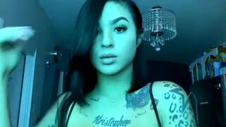 whitechinnaak babe in stockings fingering sex toy