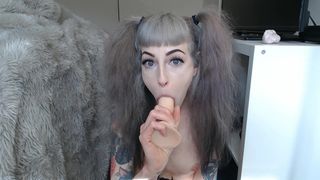 Empress Elle enchanting young lady exposes hanging breasts