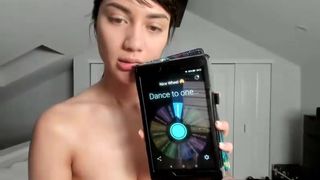 DelightfulHug black haired passion sucks dildo