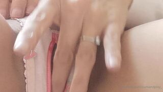 cumandplay_ naughty female caresses shaved cunt