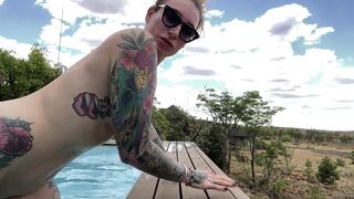 ava_austen pretty chick fucks pussy with black dildo