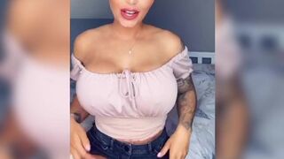 Gemma attractive slut caresses shaved cunt