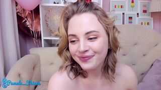pamelashineebb hot babe fucks herself with glass dildo