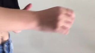 Indigo White  beautiful woman in black clearly jerks off her vagina