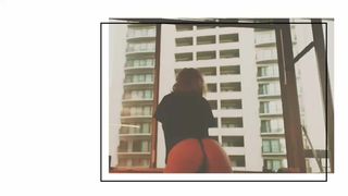 Jennifer Storm caresses the clitoris under the table