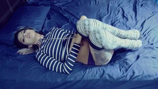 ABDoll hot slut caresses shaved pussy