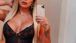 Jane Brandao  busty babe massages pussy