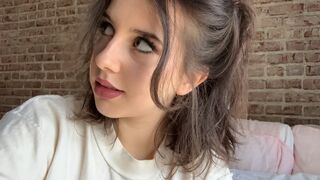 Princess Violette big boobed bitch licks dildo