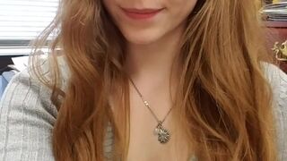 Redhead beautiful chick takes off her underwear