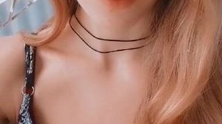 evaveil sucks rubber penis