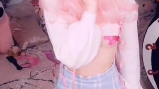 belledelphine openwork blonde erotically moving in front of the camera