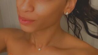 jasmine lotus cute babe caresses shaved cunt