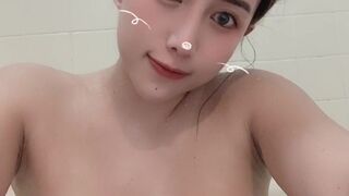 Maria Nagai onlyfans busty brunette caresses shaved vagina