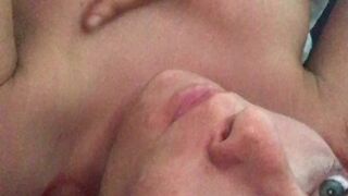 Liberty Harkness  masturbates the cap behind the cash register