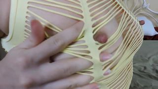 alex coal babe in stockings fucks both holes