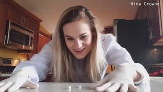 Nina Crowne slut babe caresses huge tits