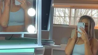 Ashley Danielle gorgeous brunette girl passionately sucks dildo