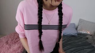 Dollywinks naughty nipple performs a light striptease