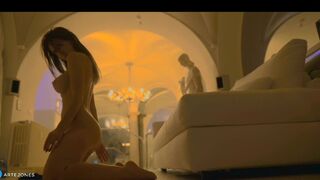 artejones cute chick jerks both holes