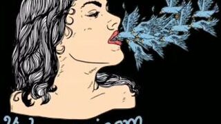 valenappi caresses the clitoris under the table